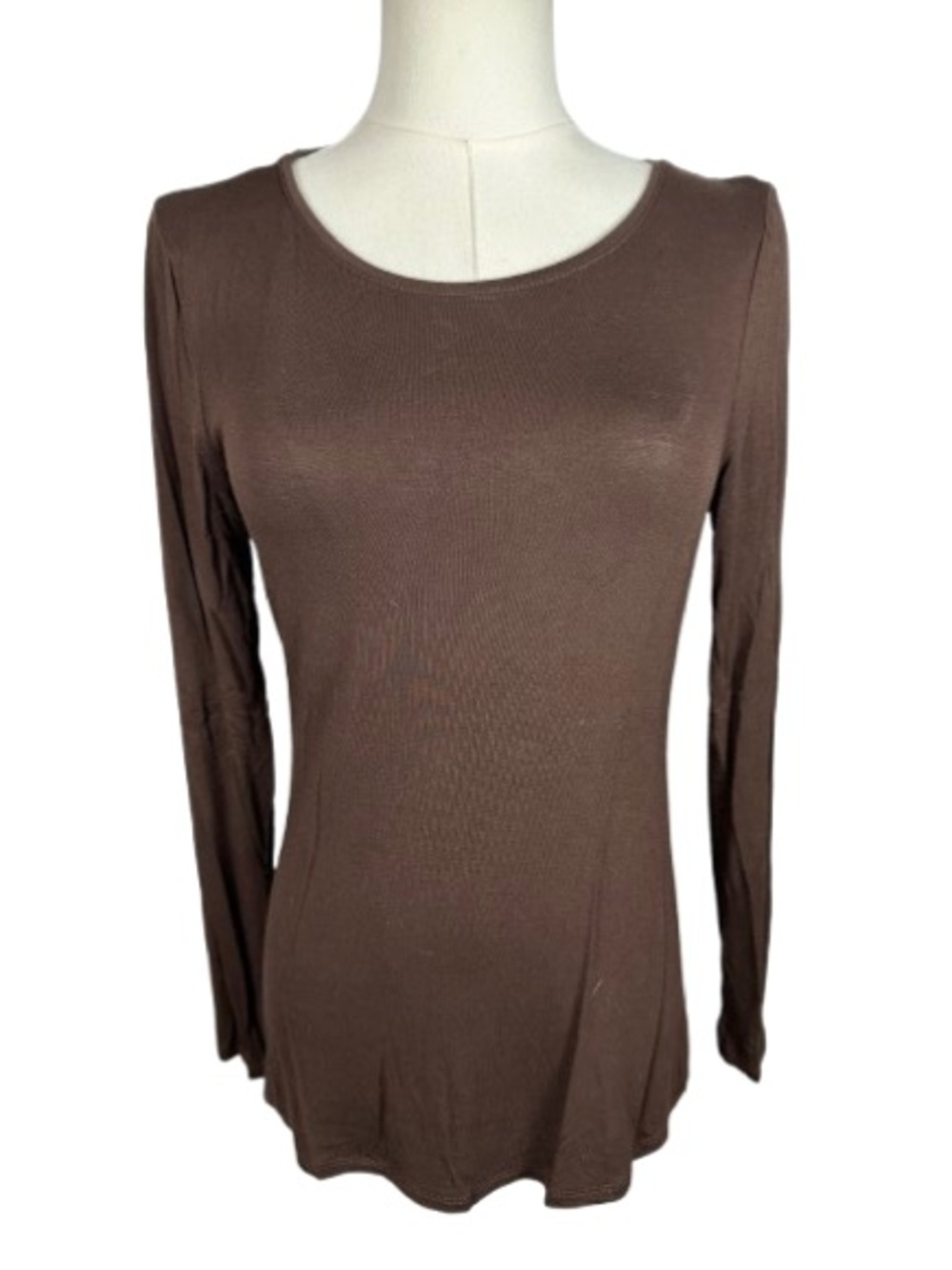 White House Black Market Brown Long Sleeve Scoop Neck Tee